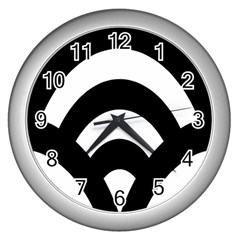 Circle White Black Wall Clocks (silver)  by Mariart