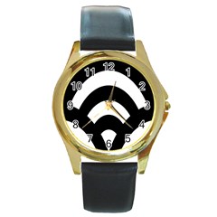 Circle White Black Round Gold Metal Watch