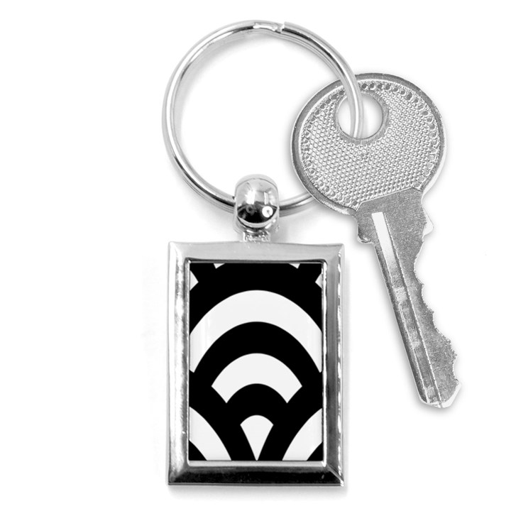 Circle White Black Key Chains (Rectangle) 