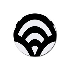 Circle White Black Rubber Round Coaster (4 Pack) 