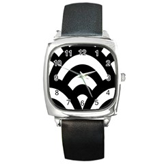 Circle White Black Square Metal Watch