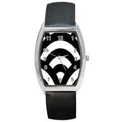 Circle White Black Barrel Style Metal Watch