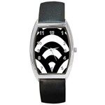 Circle White Black Barrel Style Metal Watch Front