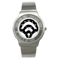 Circle White Black Stainless Steel Watch