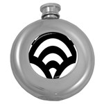 Circle White Black Round Hip Flask (5 oz) Front