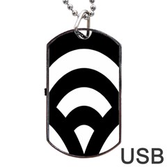 Circle White Black Dog Tag Usb Flash (two Sides)