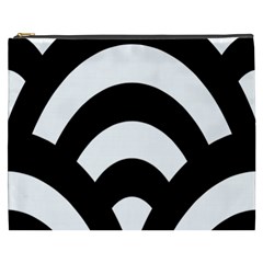 Circle White Black Cosmetic Bag (xxxl)  by Mariart