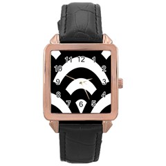 Circle White Black Rose Gold Leather Watch 