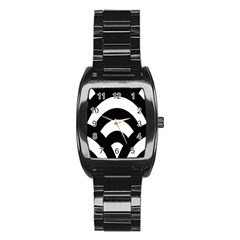 Circle White Black Stainless Steel Barrel Watch by Mariart