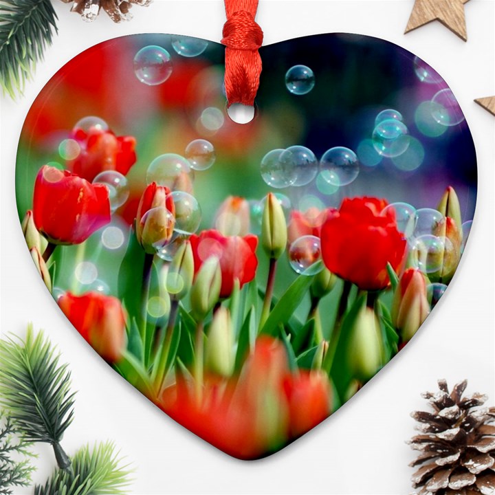 Colorful Flowers Ornament (Heart)