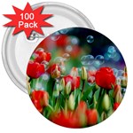 Colorful Flowers 3  Buttons (100 pack)  Front