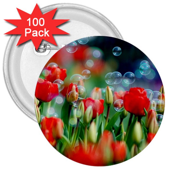 Colorful Flowers 3  Buttons (100 pack) 