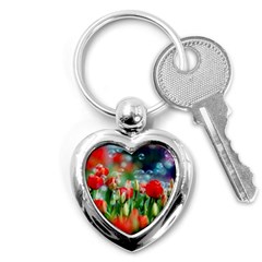 Colorful Flowers Key Chains (heart)  by Mariart