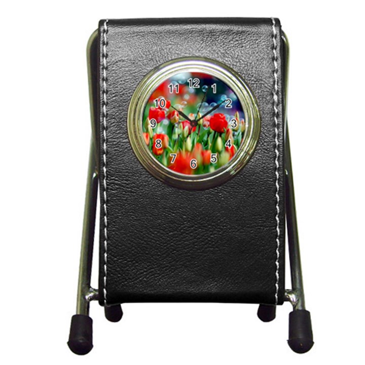 Colorful Flowers Pen Holder Desk Clocks