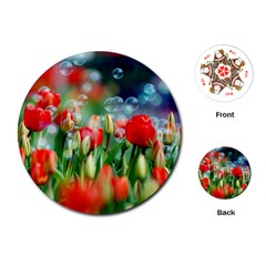 Colorful Flowers Playing Cards (round)  by Mariart