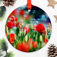 Colorful Flowers Round Ornament (two Sides)