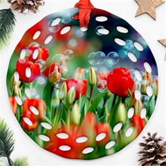 Colorful Flowers Ornament (round Filigree)