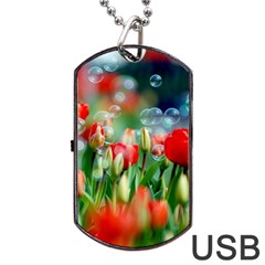 Colorful Flowers Dog Tag Usb Flash (one Side)