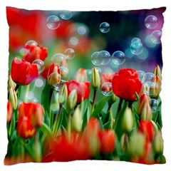 Colorful Flowers Large Cushion Case (one Side)