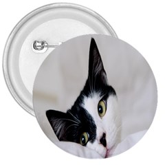 Cat Face Cute Black White Animals 3  Buttons