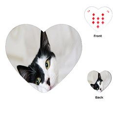 Cat Face Cute Black White Animals Playing Cards (heart)  by Mariart