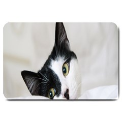 Cat Face Cute Black White Animals Large Doormat  by Mariart