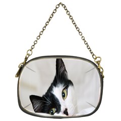 Cat Face Cute Black White Animals Chain Purses (one Side)  by Mariart