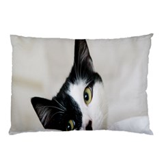 Cat Face Cute Black White Animals Pillow Case by Mariart