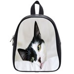 Cat Face Cute Black White Animals School Bag (Small) Front