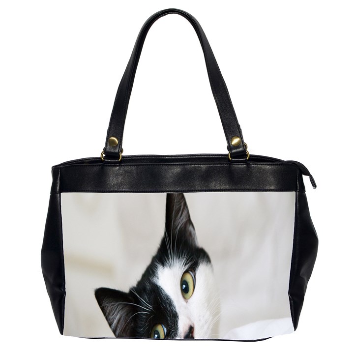 Cat Face Cute Black White Animals Office Handbags (2 Sides) 