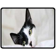 Cat Face Cute Black White Animals Fleece Blanket (large) 