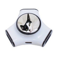 Cat Face Cute Black White Animals 3-port Usb Hub