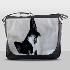 Cat Face Cute Black White Animals Messenger Bags