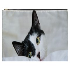 Cat Face Cute Black White Animals Cosmetic Bag (xxxl)  by Mariart