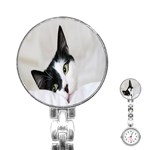 Cat Face Cute Black White Animals Stainless Steel Nurses Watch Front