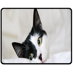 Cat Face Cute Black White Animals Double Sided Fleece Blanket (medium)  by Mariart