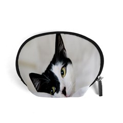 Cat Face Cute Black White Animals Accessory Pouches (small) 