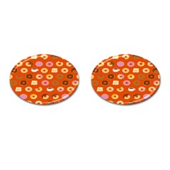 Coffee Donut Cakes Cufflinks (oval) by Mariart