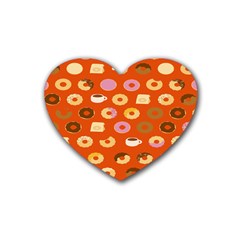 Coffee Donut Cakes Heart Coaster (4 Pack)  by Mariart