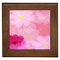 Cosmos Flower Floral Sunflower Star Pink Frame Framed Tiles by Mariart