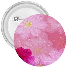 Cosmos Flower Floral Sunflower Star Pink Frame 3  Buttons by Mariart