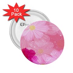 Cosmos Flower Floral Sunflower Star Pink Frame 2 25  Buttons (10 Pack)  by Mariart