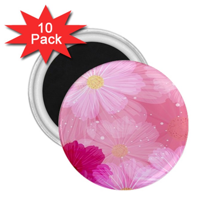 Cosmos Flower Floral Sunflower Star Pink Frame 2.25  Magnets (10 pack) 