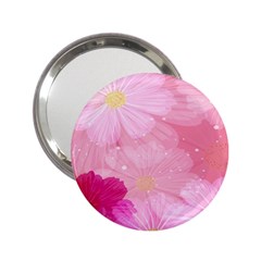 Cosmos Flower Floral Sunflower Star Pink Frame 2 25  Handbag Mirrors by Mariart