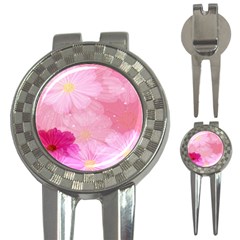 Cosmos Flower Floral Sunflower Star Pink Frame 3-in-1 Golf Divots