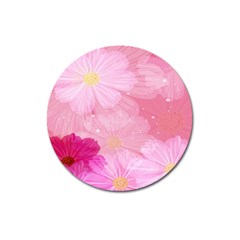 Cosmos Flower Floral Sunflower Star Pink Frame Magnet 3  (round) by Mariart