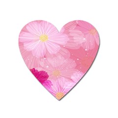 Cosmos Flower Floral Sunflower Star Pink Frame Heart Magnet by Mariart