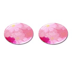 Cosmos Flower Floral Sunflower Star Pink Frame Cufflinks (oval) by Mariart