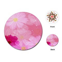 Cosmos Flower Floral Sunflower Star Pink Frame Playing Cards (round) 