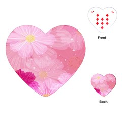 Cosmos Flower Floral Sunflower Star Pink Frame Playing Cards (heart) 